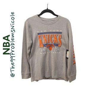 Kid's New York Knicks Long Sleeve Waffle T-shirt